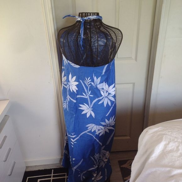 Tropical blue and white tropical palm leaf print wrap skirt one size fits all - Picture 5 of 13